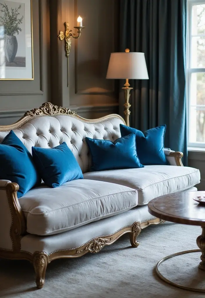 29 Blue and Silver Living Room Ideas That Feel Elegant and Cool - 2. Silver Velvet Sofas