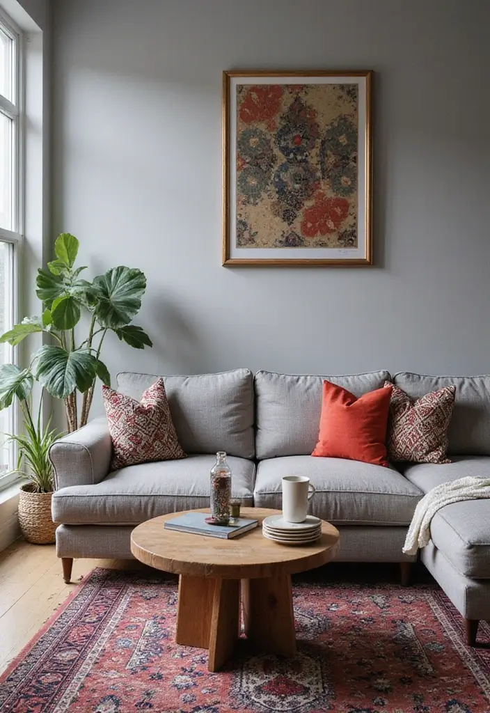 29 Grey Boho Living Room Ideas That Feel Calm and Eclectic - 22. Mixing Patterns