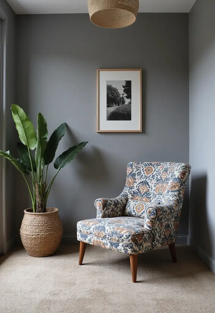 29 Grey Boho Living Room Ideas That Feel Calm and Eclectic - 25. Statement Furniture Pieces