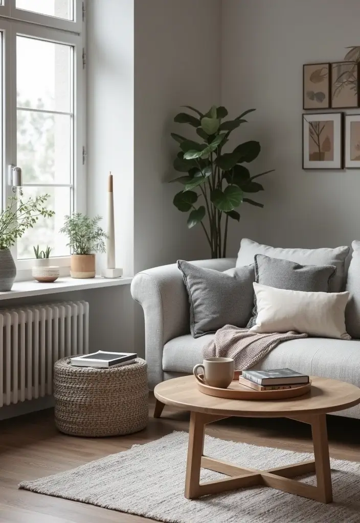 29 Grey Boho Living Room Ideas That Feel Calm and Eclectic - 26. Functional Accessories