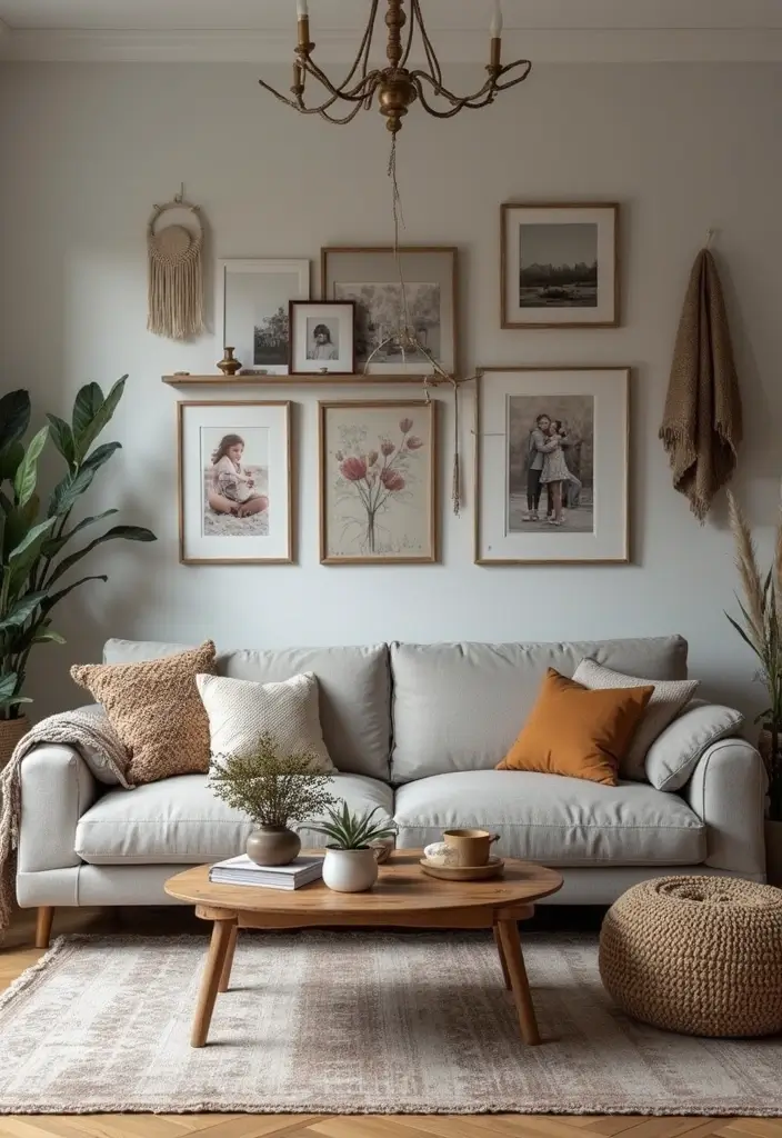 29 Grey Boho Living Room Ideas That Feel Calm and Eclectic - 29. Personal Touches