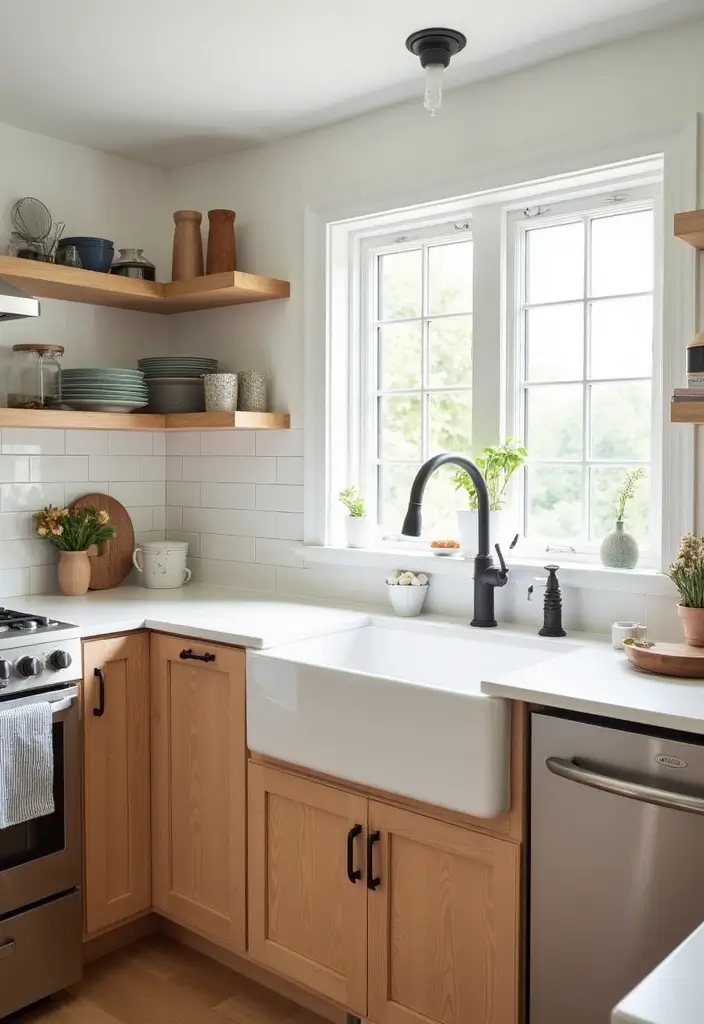 29 Kitchen and Living Room Combo Colors That Create Flow - 11. Bright White and Warm Wood