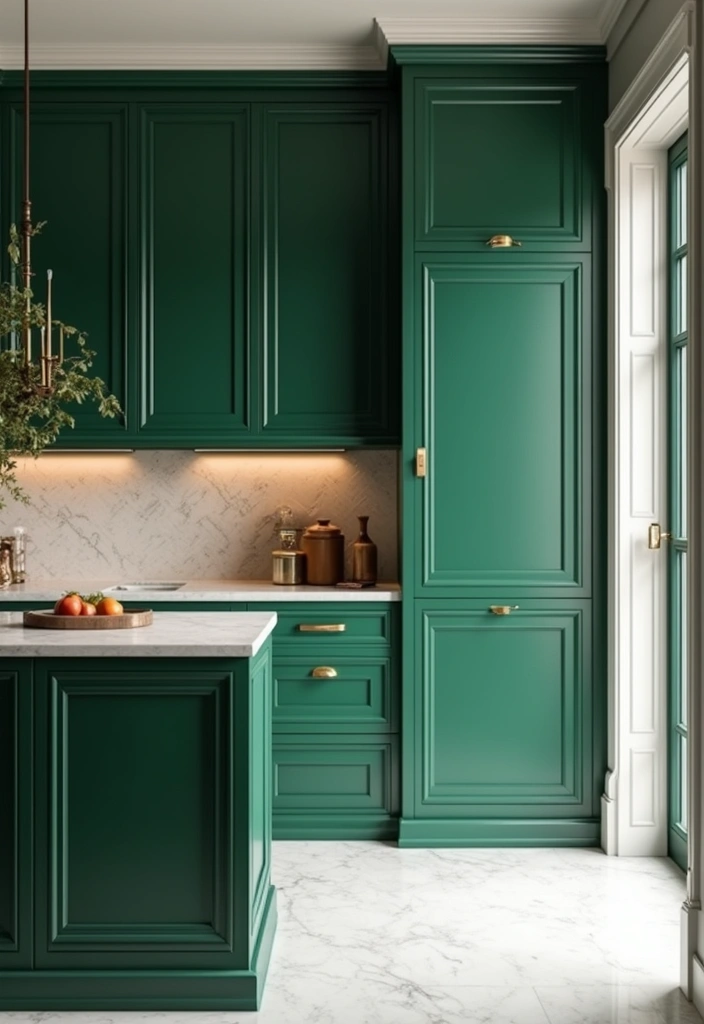 29 Kitchen and Living Room Combo Colors That Create Flow - 13. Rich Emerald Green and Soft White