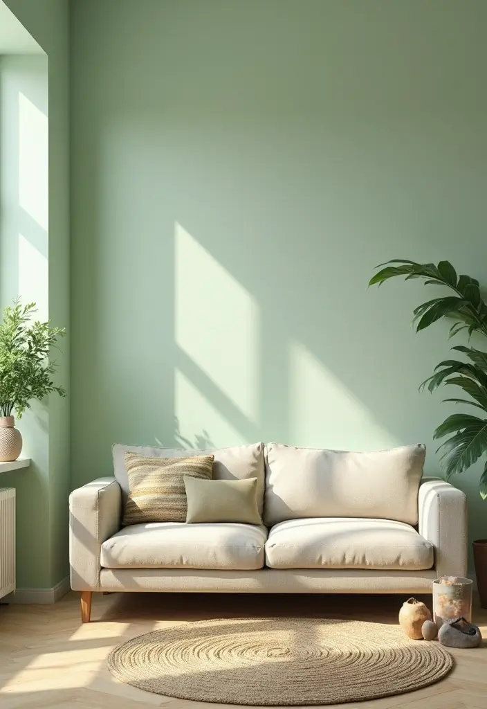 29 Light Green Walls Living Room Ideas That Feel Fresh and Calm - 24. Seasonal Decor Changes