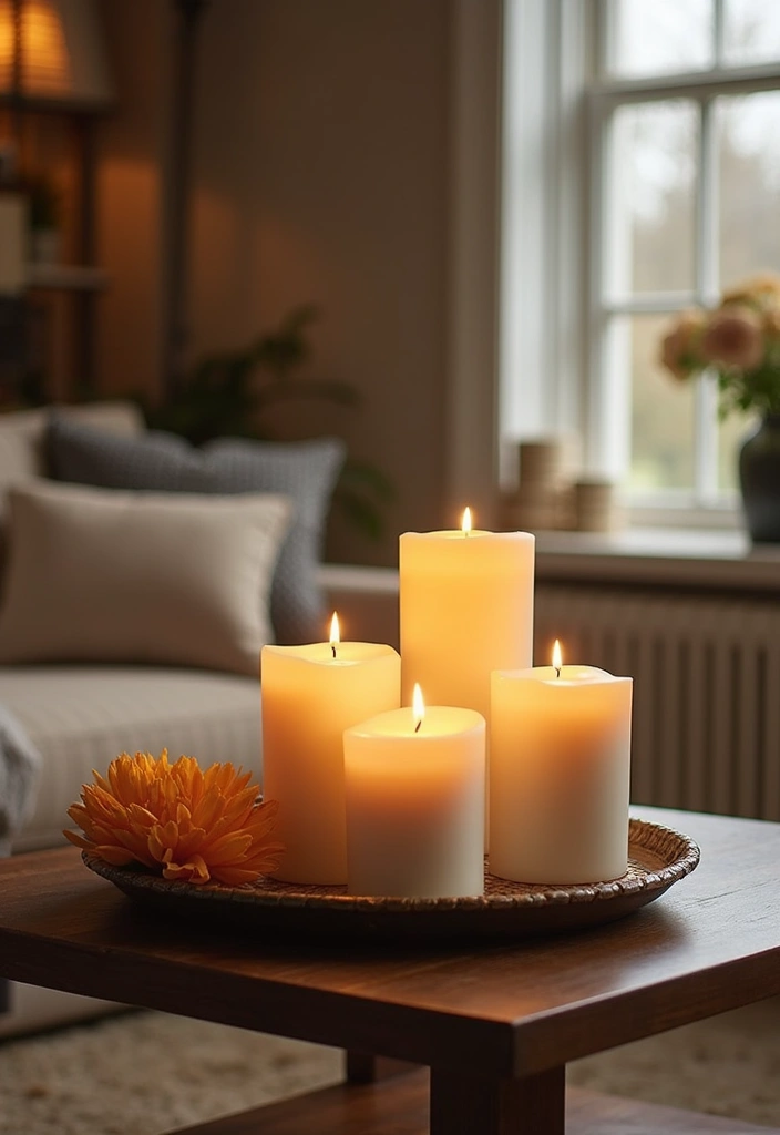 29 Living Room Coffee Table Decor Ideas That Look Polished - 15. Layered Candlelight