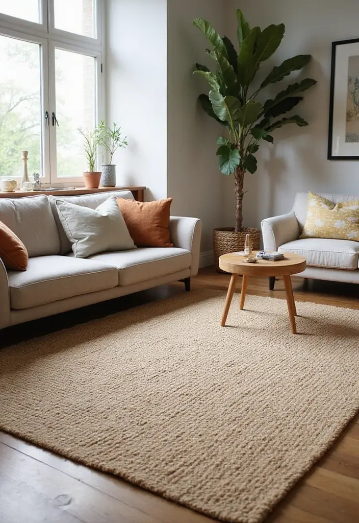 29 Living Room DIY Decor Ideas That Are Fun and Easy - 11. Natural Fiber Rugs