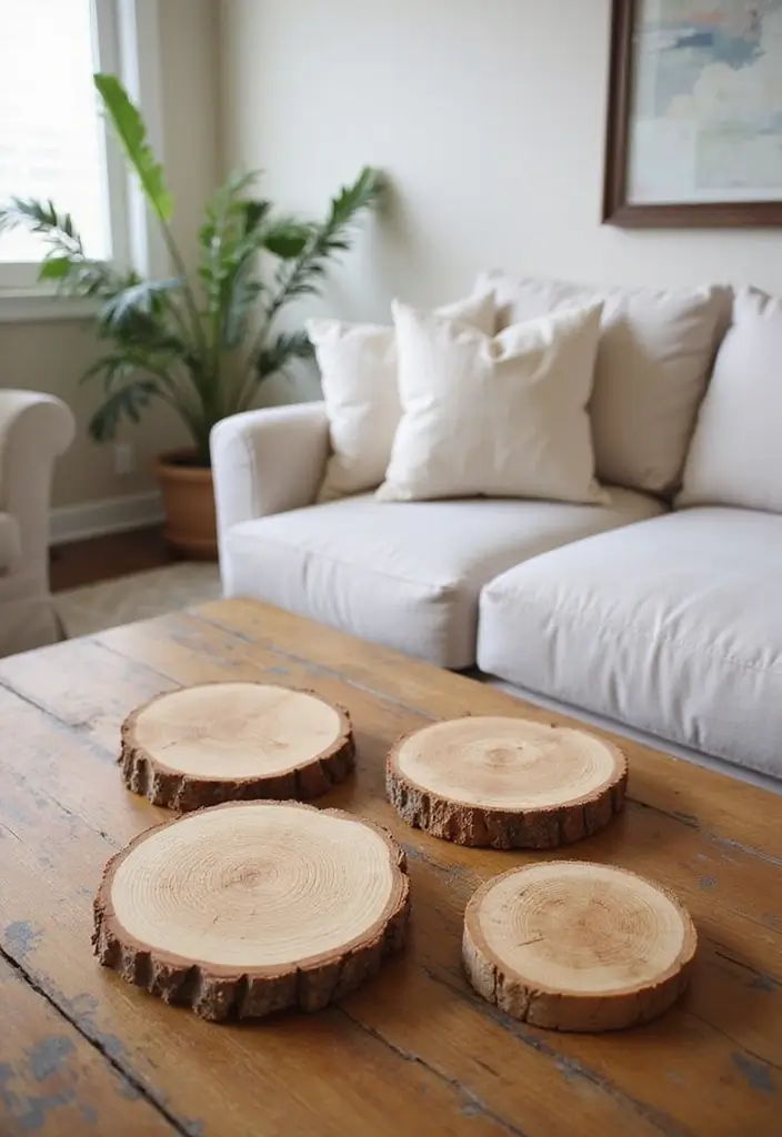 29 Living Room DIY Decor Ideas That Are Fun and Easy - 14. DIY Wood Slice Coasters
