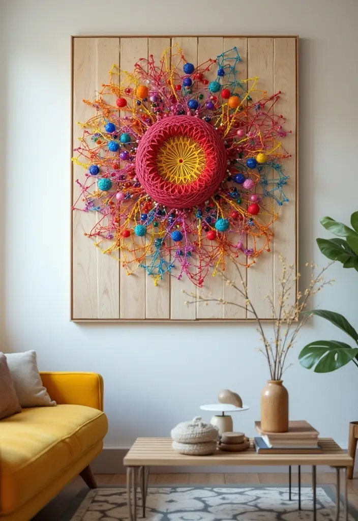 29 Living Room DIY Decor Ideas That Are Fun and Easy - 18. DIY Bead and String Art