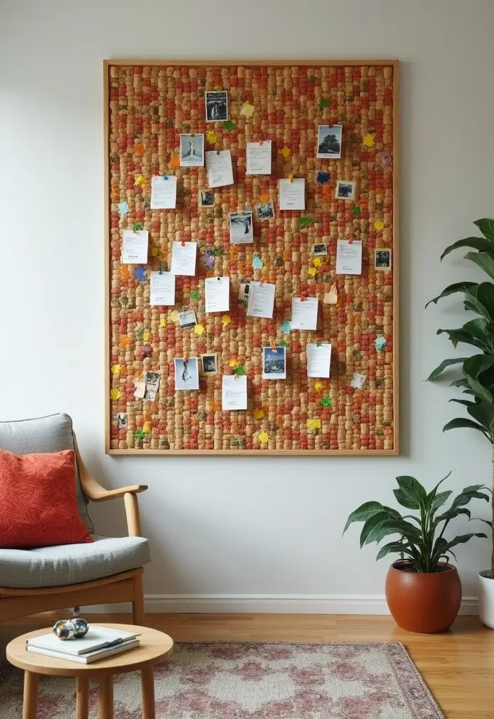 29 Living Room DIY Decor Ideas That Are Fun and Easy - 19. DIY Cork Board Wall