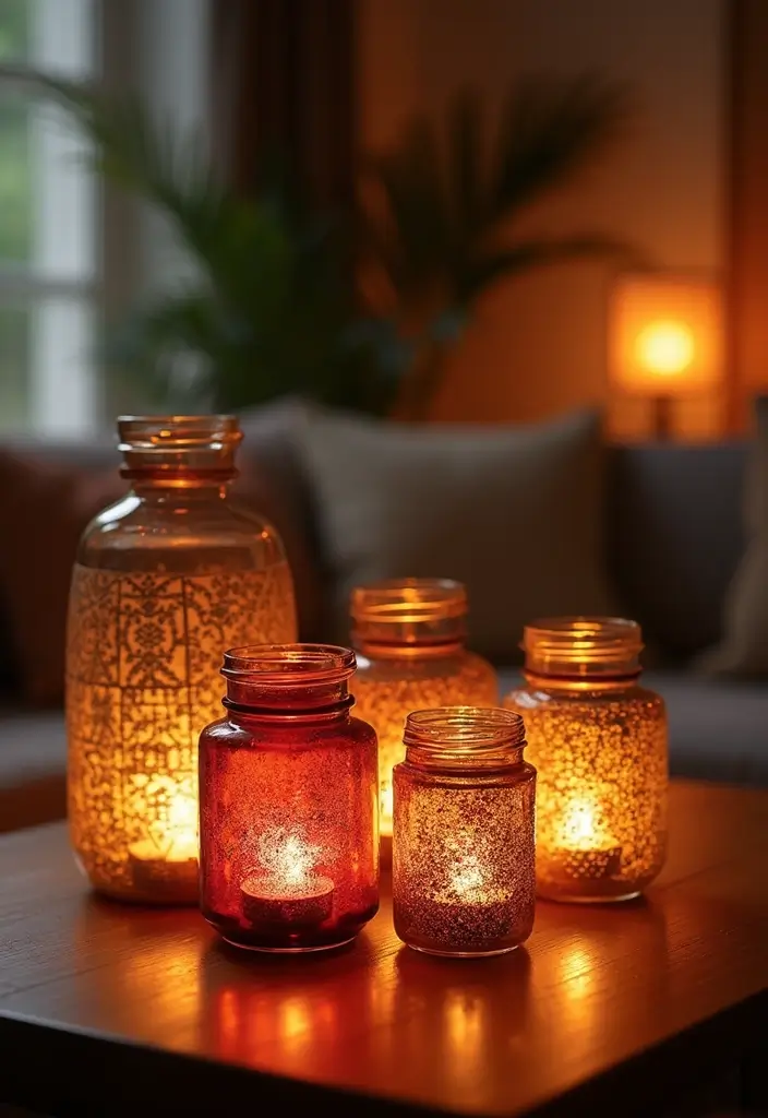 29 Living Room DIY Decor Ideas That Are Fun and Easy - 2. Upcycled Glass Jar Lanterns