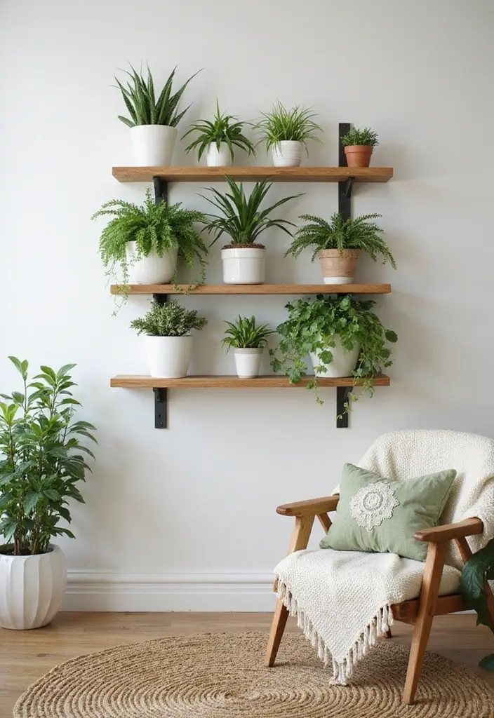 29 Living Room DIY Decor Ideas That Are Fun and Easy - 29. DIY Shelved Plant Holders