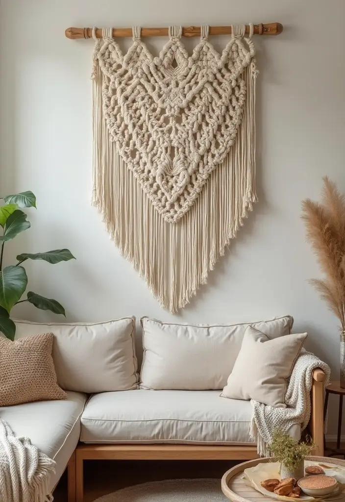 29 Living Room DIY Decor Ideas That Are Fun and Easy - 3. Macrame Wall Hanging