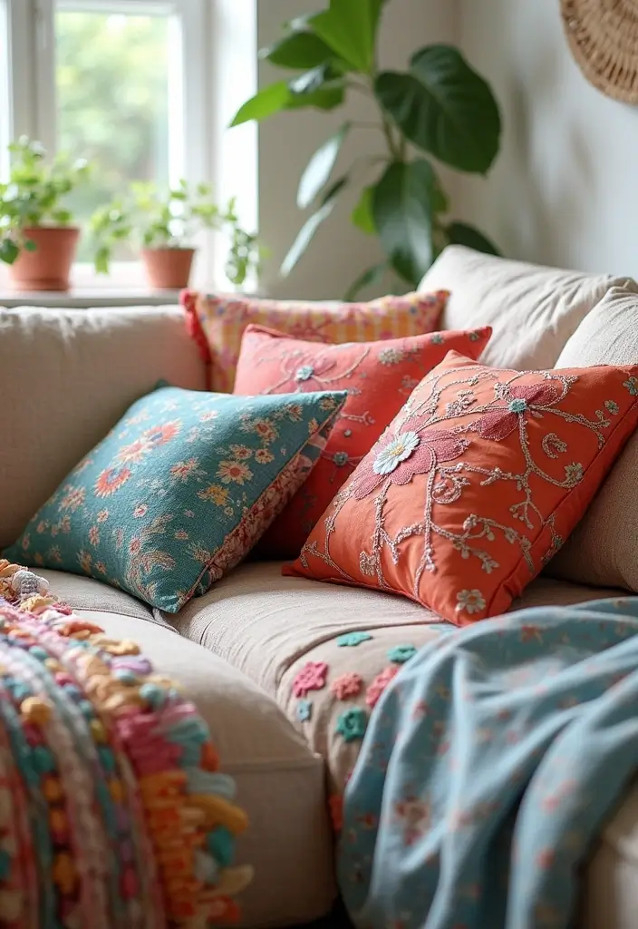29 Living Room DIY Decor Ideas That Are Fun and Easy - 4. Fabric Scrap Cushion Covers