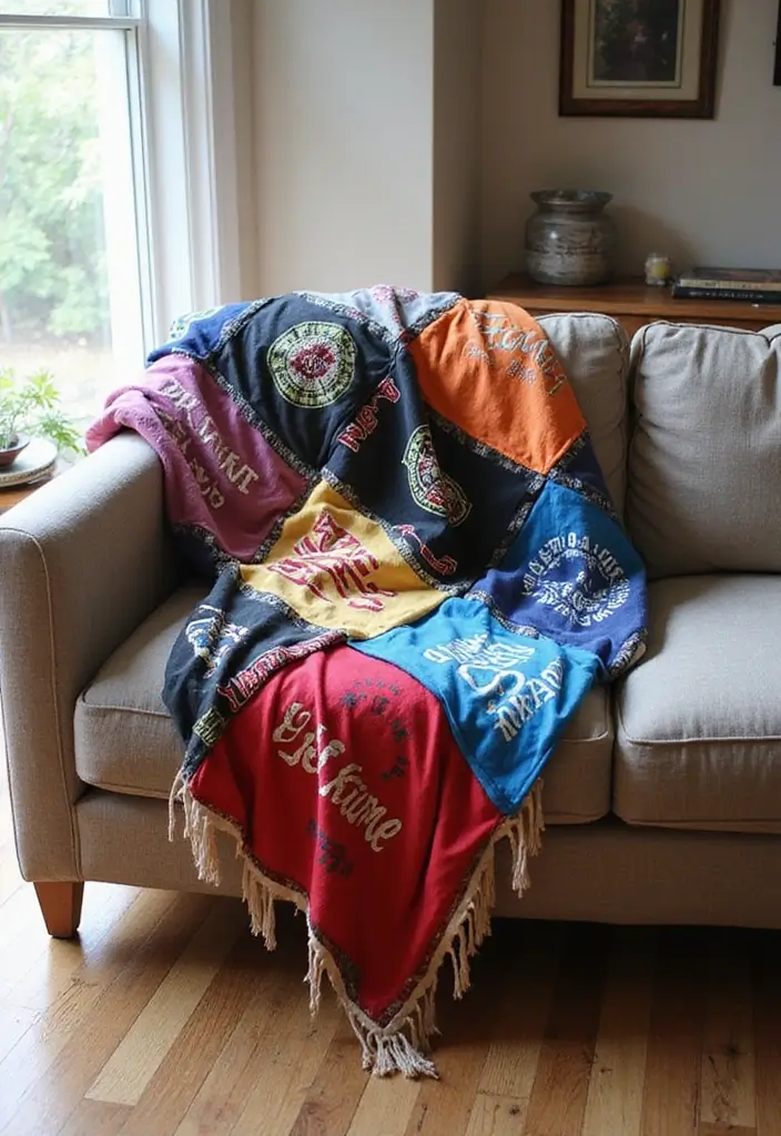 29 Living Room DIY Decor Ideas That Are Fun and Easy - 8. Upcycled T-Shirt Throws