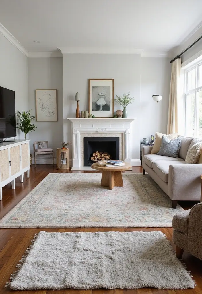 29 Medium Living Room Ideas That Feel Spacious and Balanced - 11. Use Area Rugs to Define Spaces
