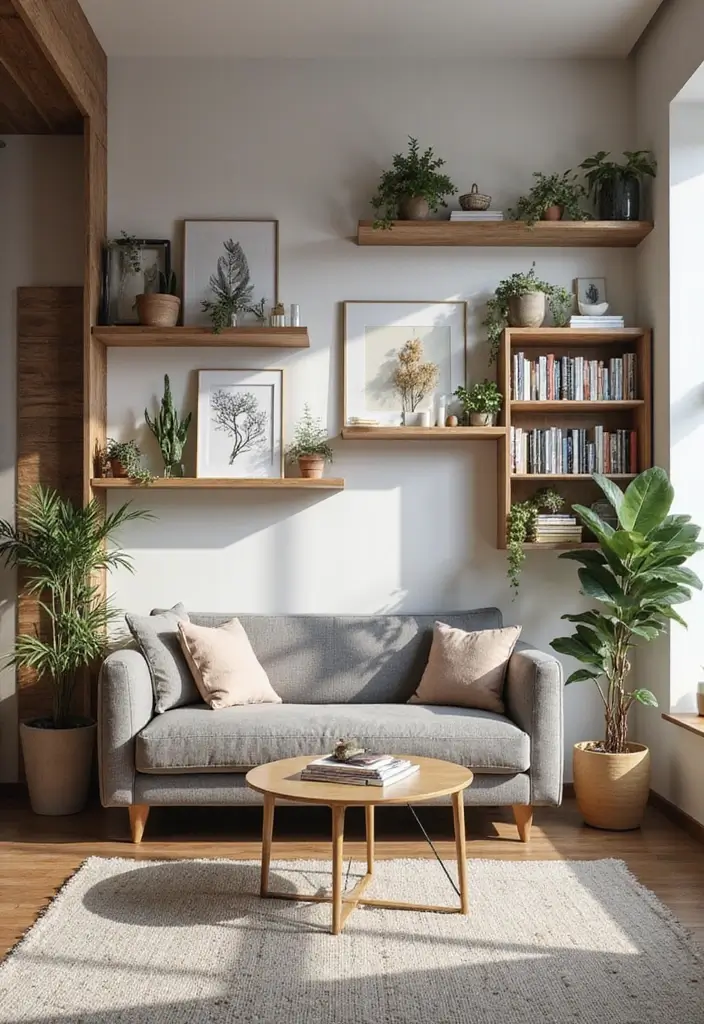 29 Medium Living Room Ideas That Feel Spacious and Balanced - 12. Maximize Vertical Space