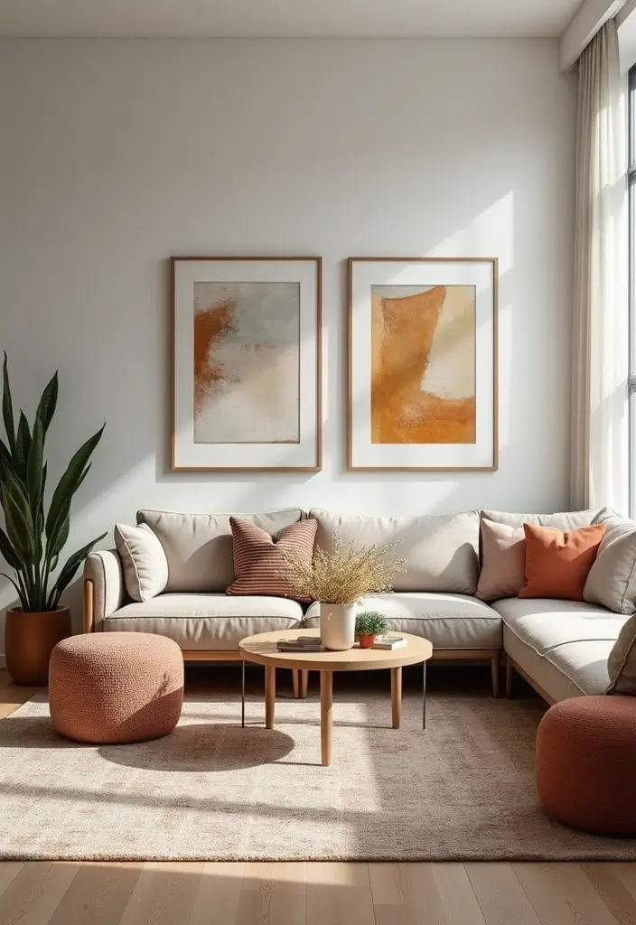 29 Medium Living Room Ideas That Feel Spacious and Balanced - 17. Use Geometric Elements