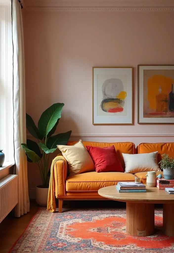 29 Medium Living Room Ideas That Feel Spacious and Balanced - 23. Choose Bold Accent Colors