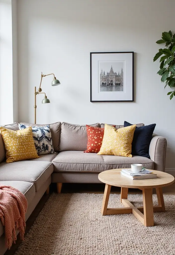 29 Medium Living Room Ideas That Feel Spacious and Balanced - 24. Add a Pop of Pattern