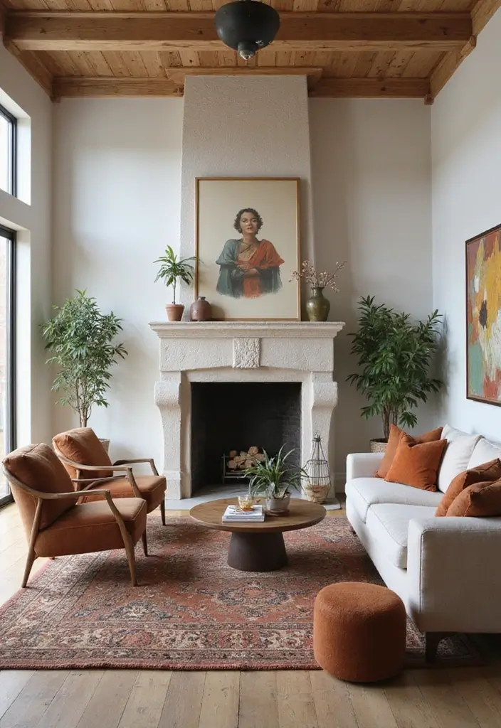 29 Medium Living Room Ideas That Feel Spacious and Balanced - 26. Create A Cozy Fireplace Area