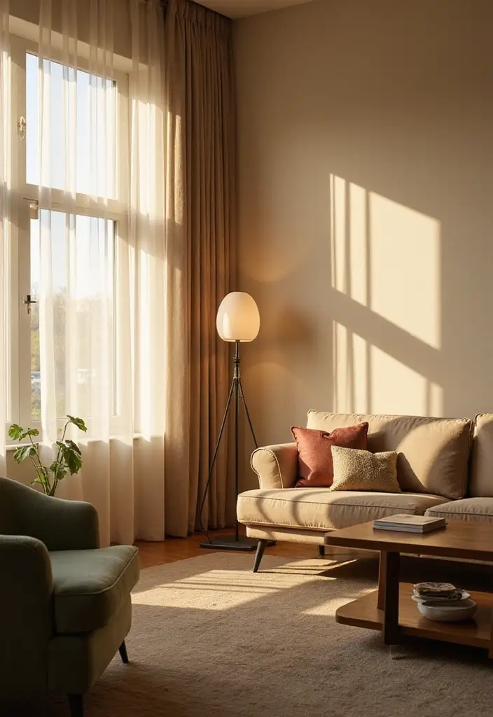 29 Medium Living Room Ideas That Feel Spacious and Balanced - 3. Layer Your Lighting