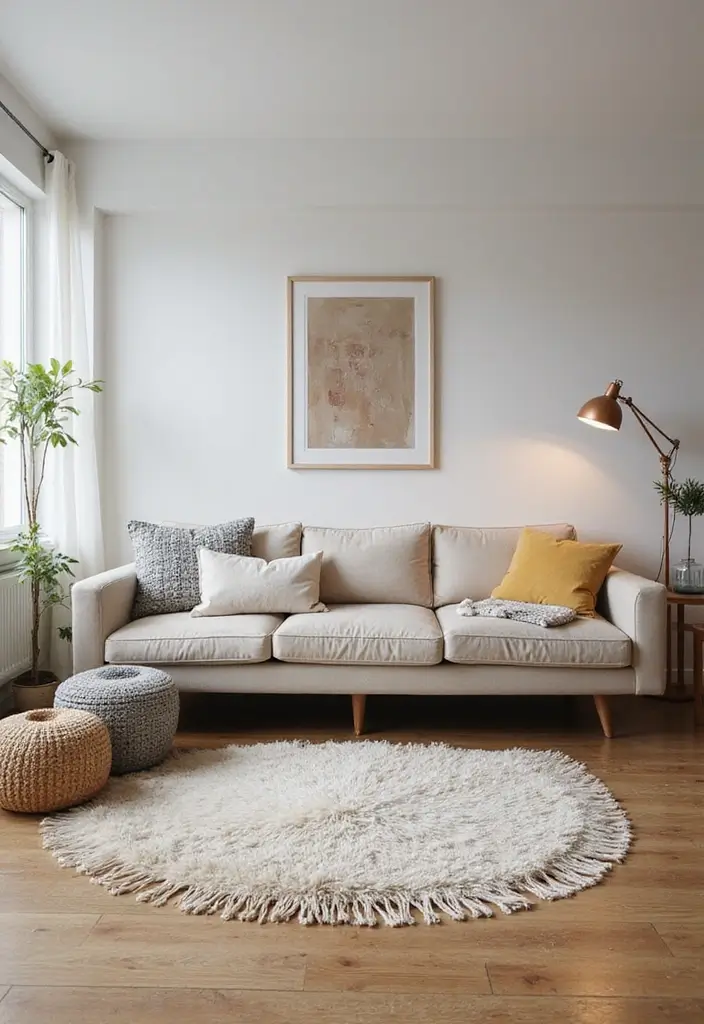 29 One Bedroom Apartment Decor Living Room Ideas That Save Space - 14. Elegant Floating Couches