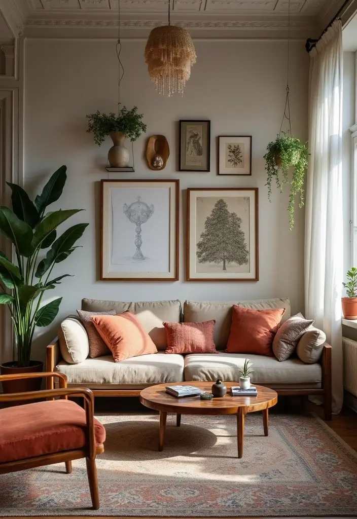 29 One Bedroom Apartment Decor Living Room Ideas That Save Space - 16. Vintage Finds for Unique Character