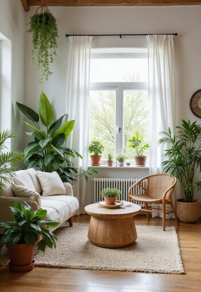 29 One Bedroom Apartment Decor Living Room Ideas That Save Space - 20. Use of Natural Elements