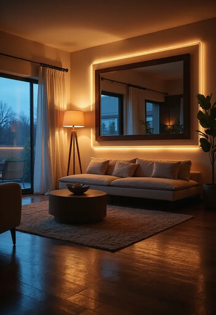 29 One Bedroom Apartment Decor Living Room Ideas That Save Space - 27. Customizable Lighting Solutions