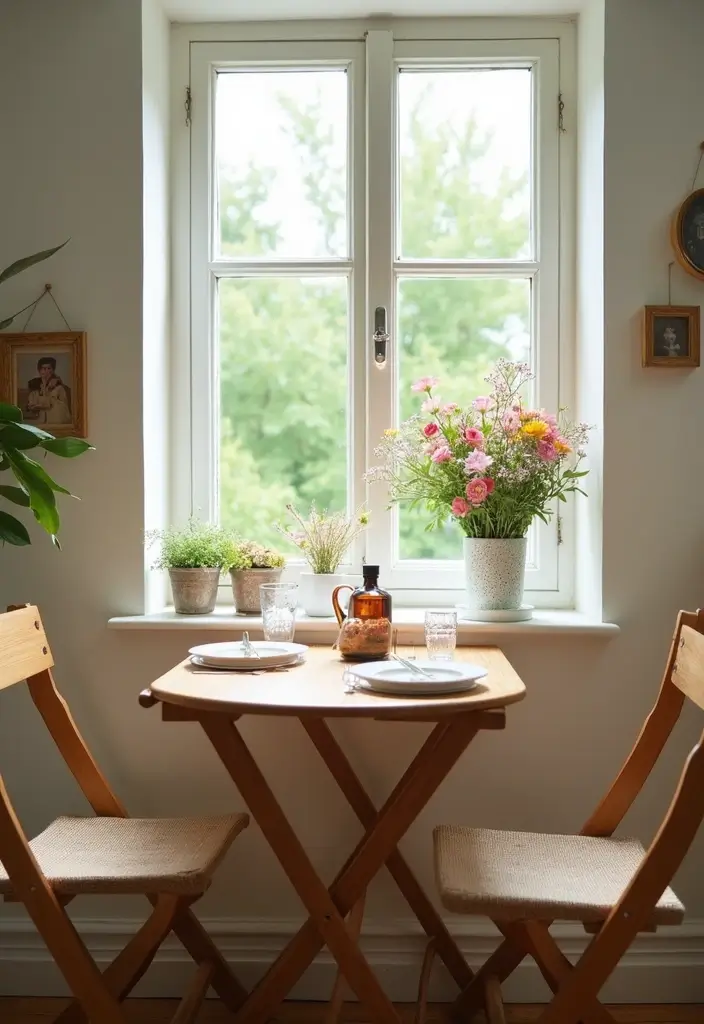 29 One Bedroom Apartment Decor Living Room Ideas That Save Space - 4. Foldable Dining Sets for Space Efficiency