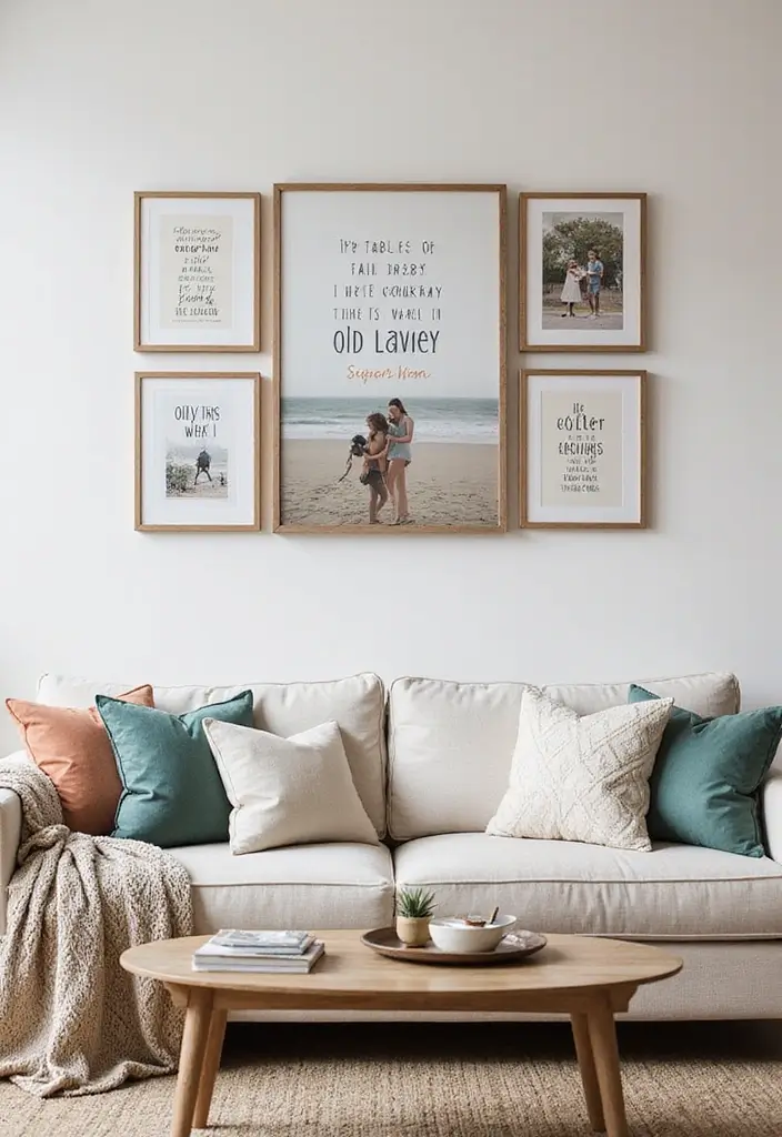 29 Photo Wall Ideas Living Room That Feel Personal and Artistic - 26. Family Quotes Art