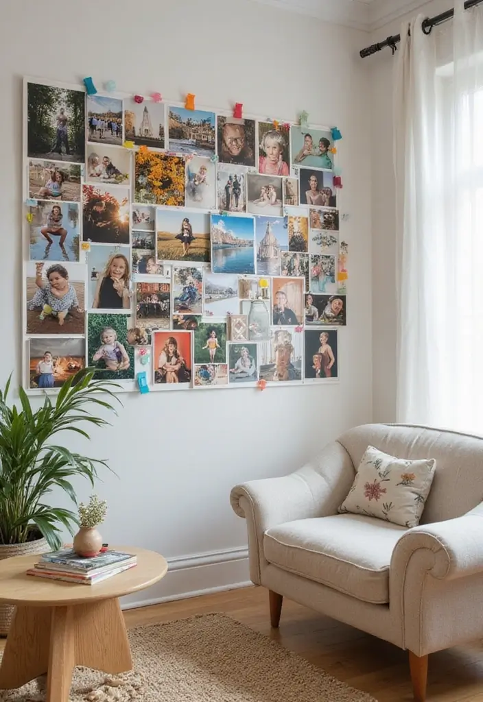 29 Photo Wall Ideas Living Room That Feel Personal and Artistic - 29. Rotating Art Display