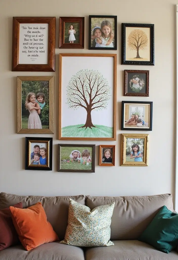 29 Photo Wall Ideas Living Room That Feel Personal and Artistic - 4. Artful Collage of Love