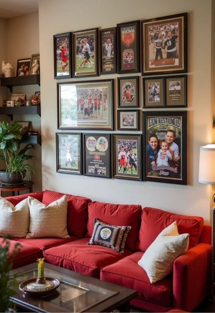 29 Photo Wall Ideas Living Room That Feel Personal and Artistic - 8. Themed Collections
