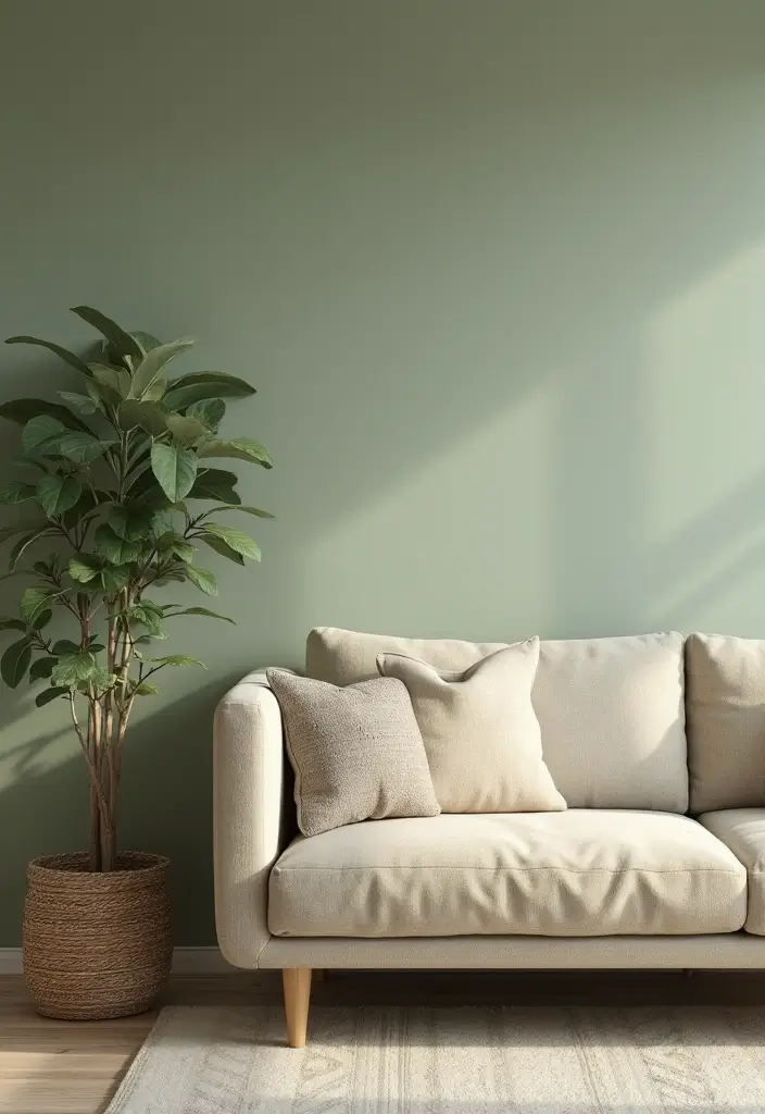 29 Sage Green and Beige Living Room Ideas That Feel Natural and Soft - 2. Monochromatic Bliss