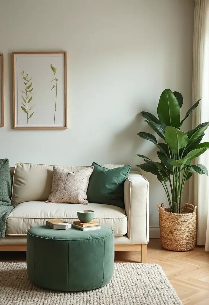 29 Sage Green and Beige Living Room Ideas That Feel Natural and Soft - 28. Fun and Functional Storage