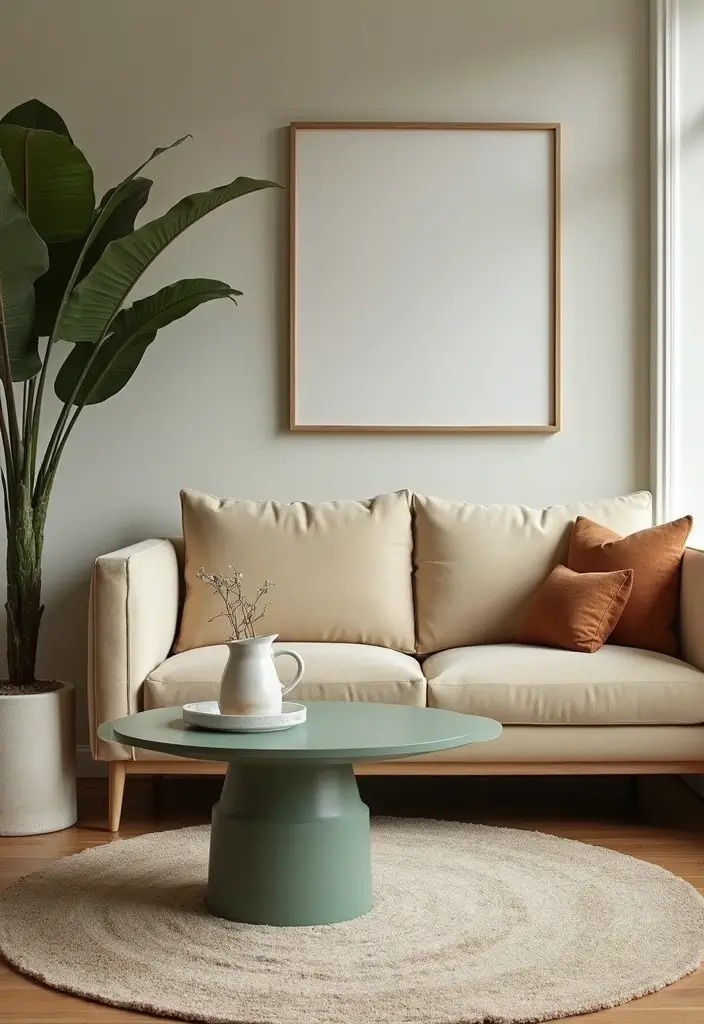 29 Sage Green and Beige Living Room Ideas That Feel Natural and Soft - 6. Vintage Charm with Modern Touches