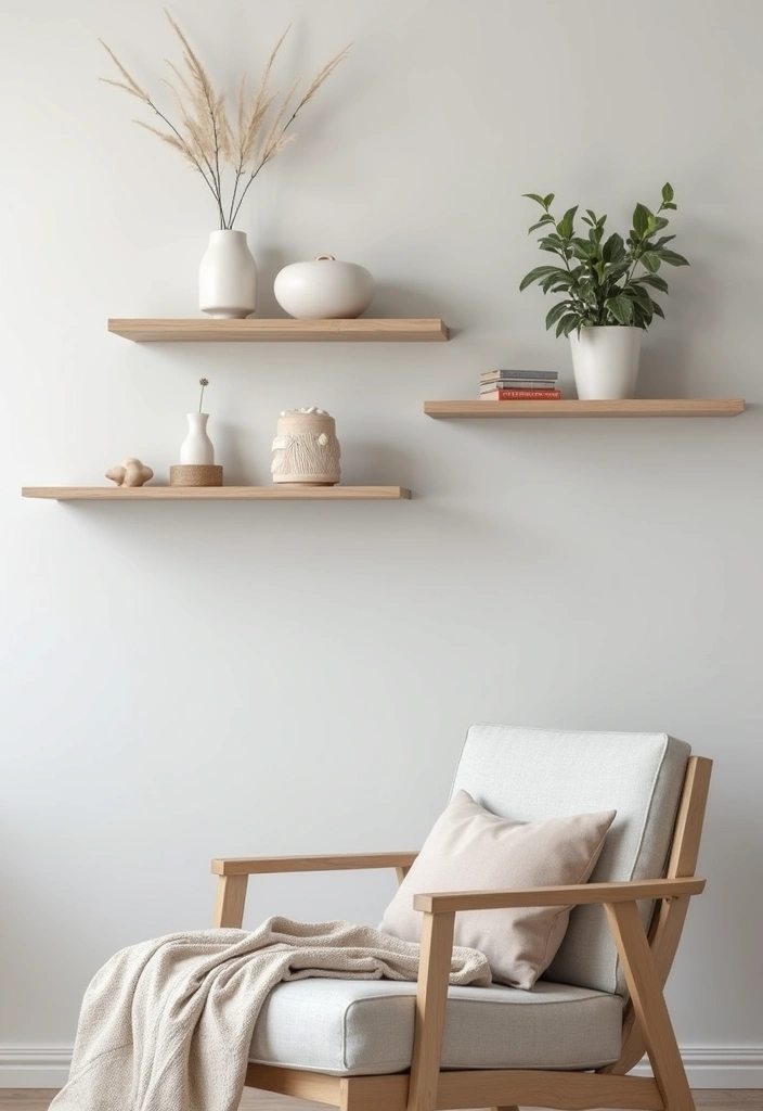29 Shelves in Living Room Ideas That Add Function and Style - 1. Minimalist Floating Shelves