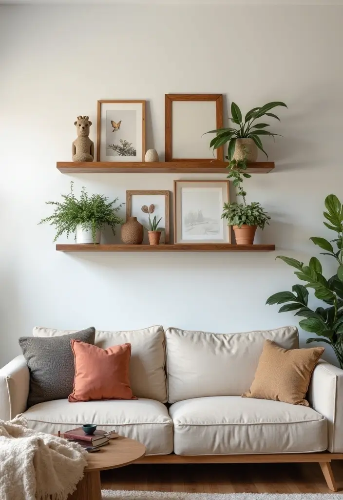 29 Shelves in Living Room Ideas That Add Function and Style - 27. DIY Floating Shelves