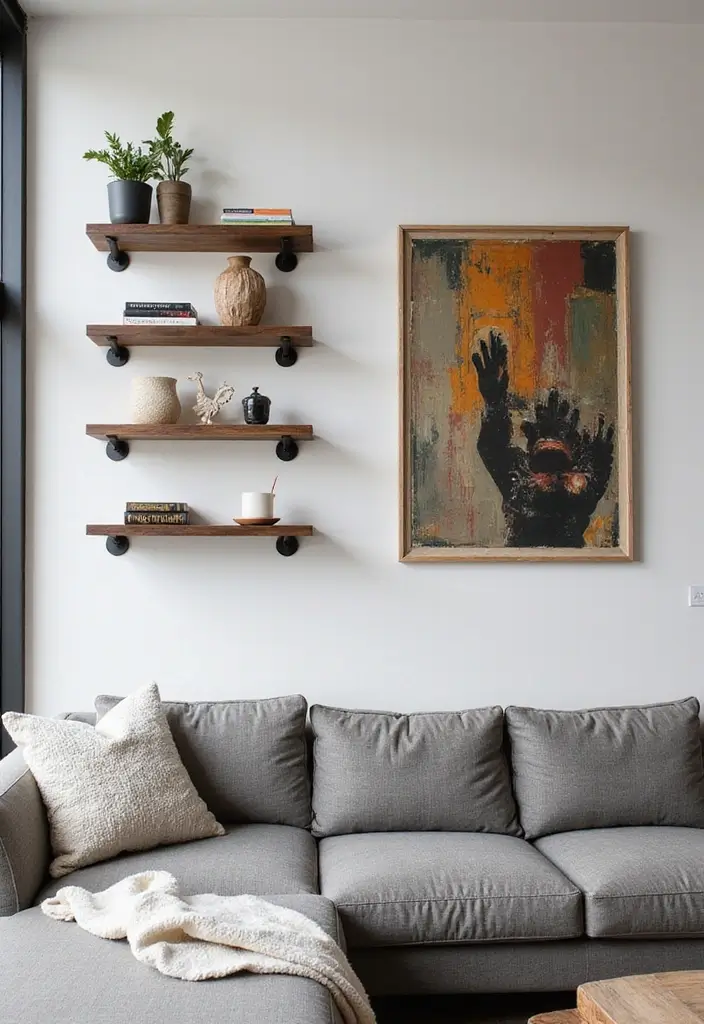 29 Shelves in Living Room Ideas That Add Function and Style - 3. Industrial Style Shelves