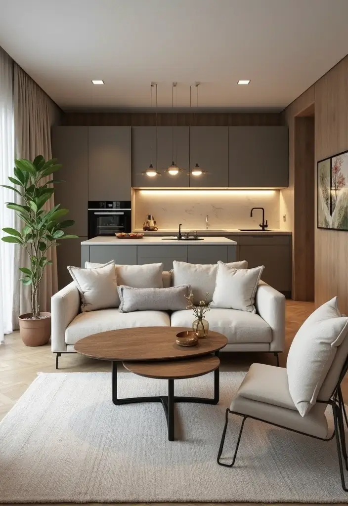 29 Small Open Concept Kitchen Living Room Ideas That Flow Beautifully - 14. Compact Furniture