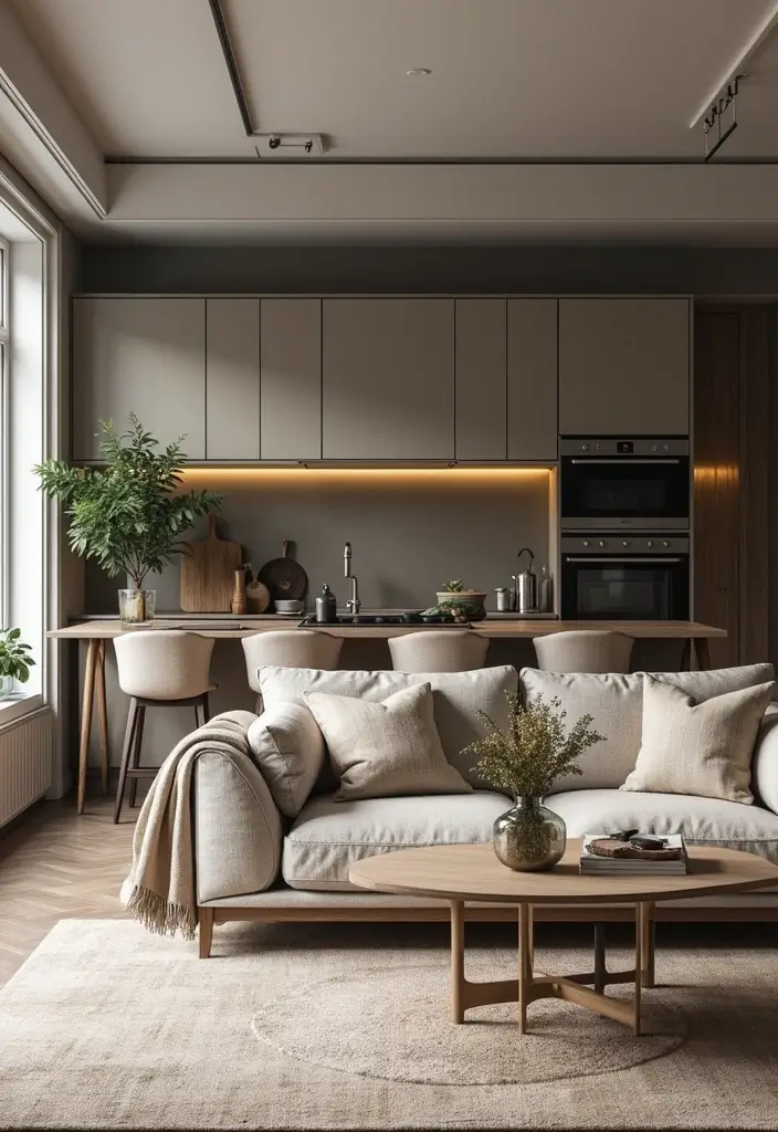 29 Small Open Concept Kitchen Living Room Ideas That Flow Beautifully - 22. Texture Variety