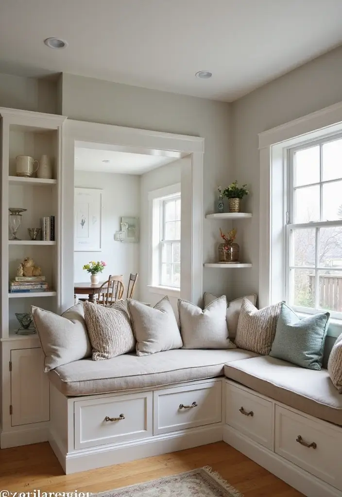 29 Small Open Concept Kitchen Living Room Ideas That Flow Beautifully - 4. Built-In Seating