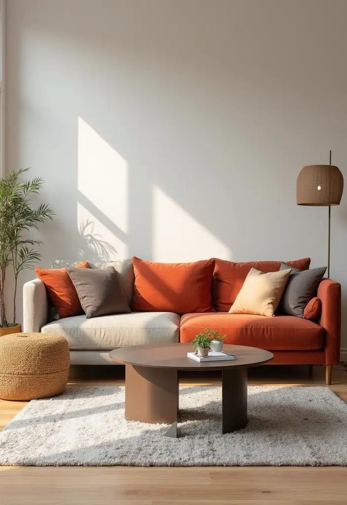 29 Sofas Ideas Living Room Modern Styles That Feel Cozy and Chic - 11. Color-Blocked Elegance