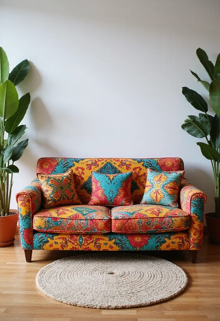 29 Sofas Ideas Living Room Modern Styles That Feel Cozy and Chic - 8. Bold Pattern Play