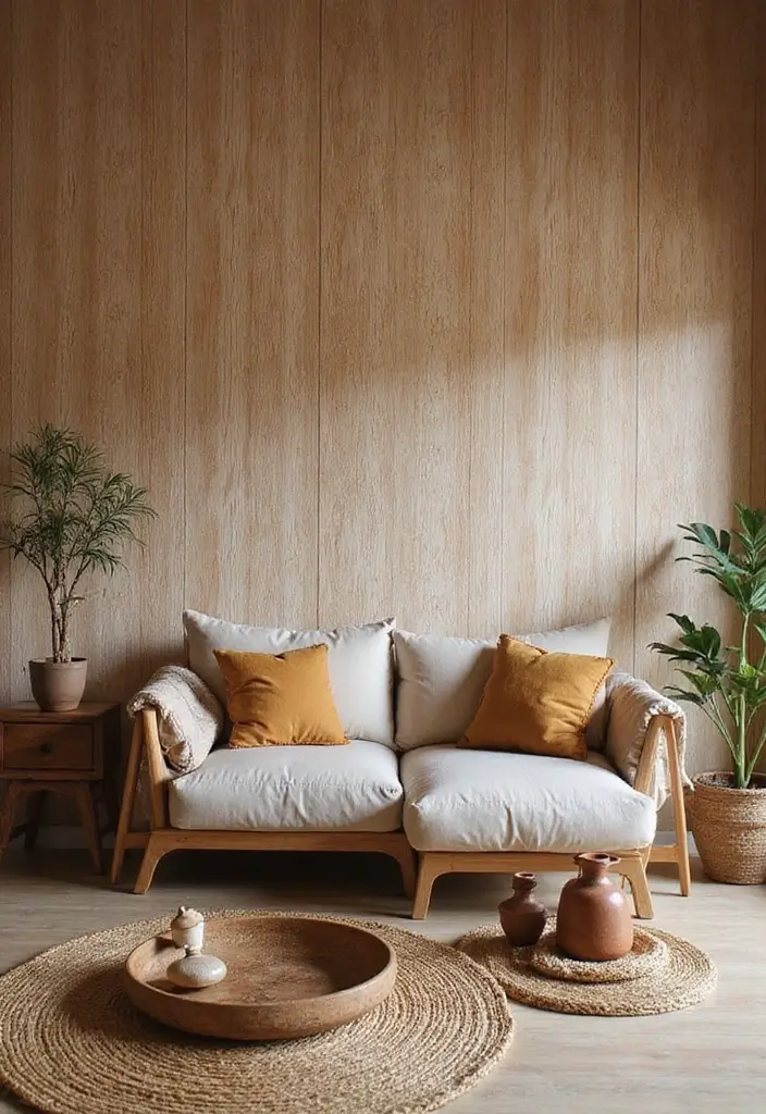 29 Wallpaper Living Room Accent Wall Ideas That Add Character - 4. Earthy Textures