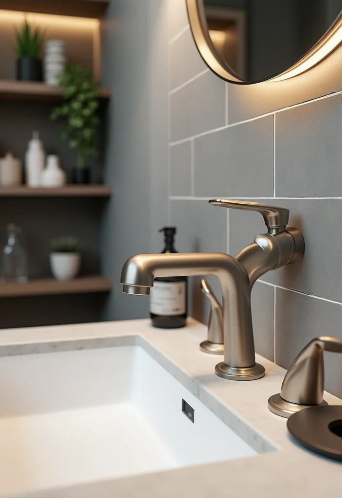 12 Brushed Nickel Bathroom Faucet Ideas for a Sustainable Home - 3. Contemporary Statement Pieces