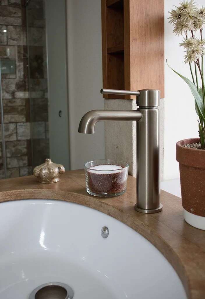 12 Brushed Nickel Bathroom Faucet Ideas for a Sustainable Home - 6. Combining Textures