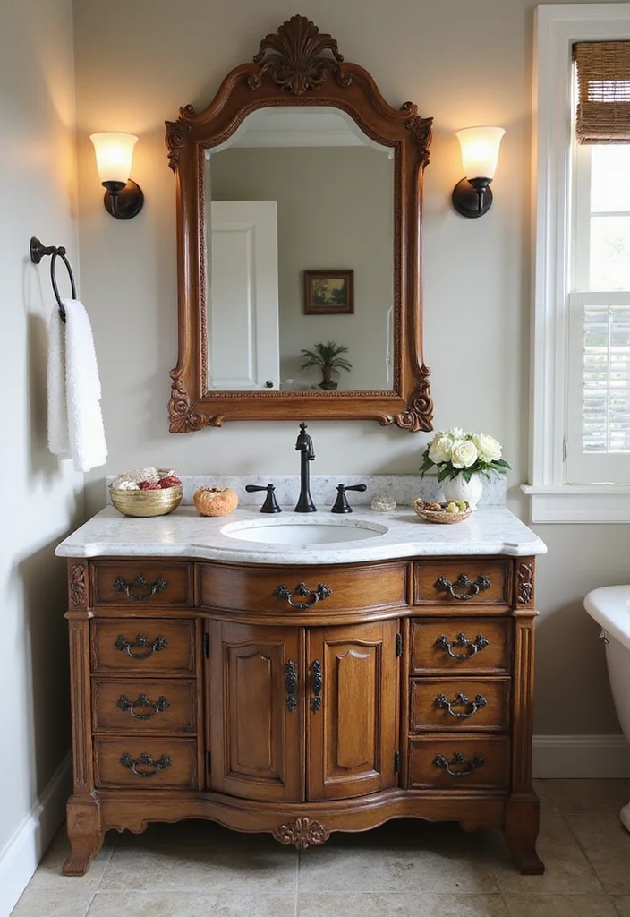 14 Antique Vanity Bathroom Ideas With Vintage Appeal - 14. Custom Antique-Style Vanities