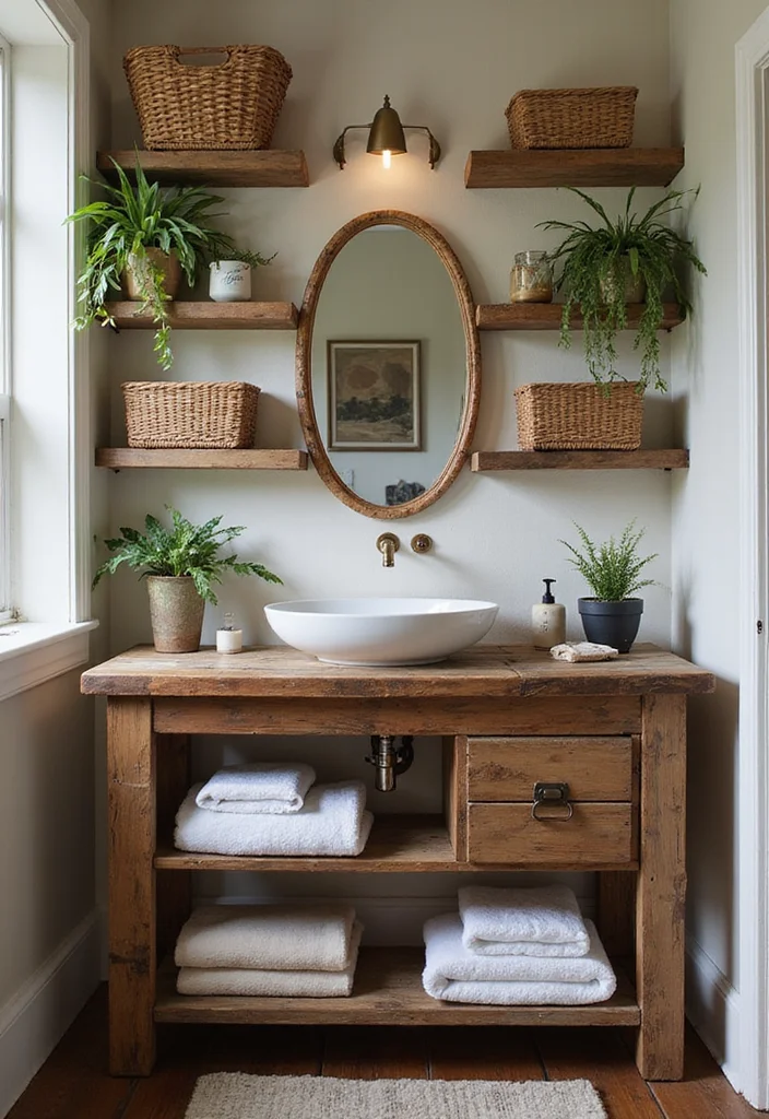 14 Antique Vanity Bathroom Ideas With Vintage Appeal - 3. Rustic Reclaimed Wood Vanity